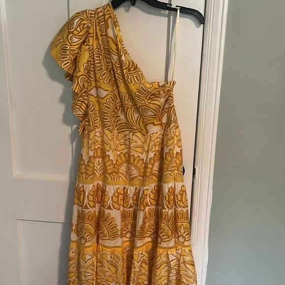 ‼️LAST CHANCE - Farm Rio Ainika tapestry yellow one shoulder maxi dress - Picture 9 of 10